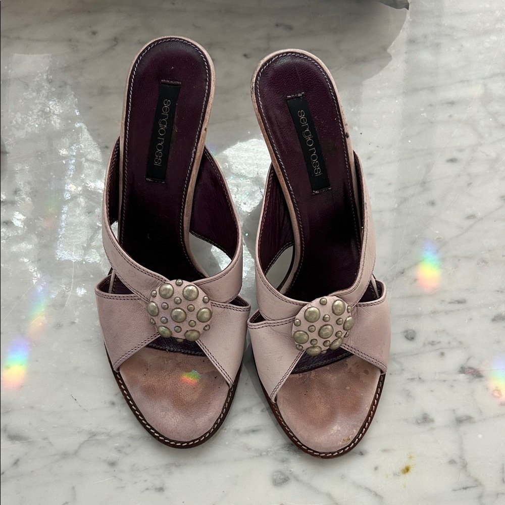 Vintage Sergio Rossi Light Purple Heeled Sandals Heels Sz 37